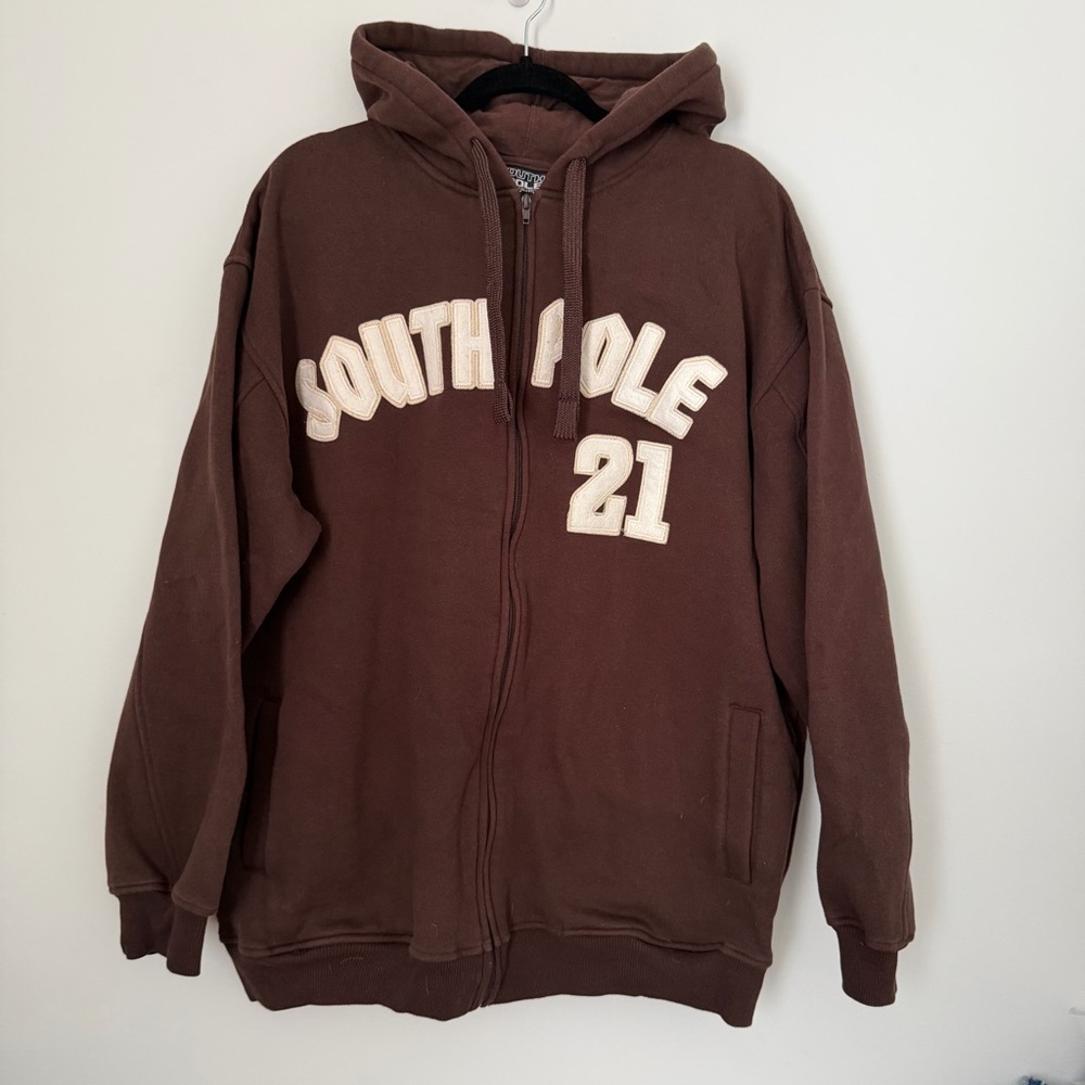 Southpole Authentic Collection Chocolate Brown Zip Up Hoodie Size XL